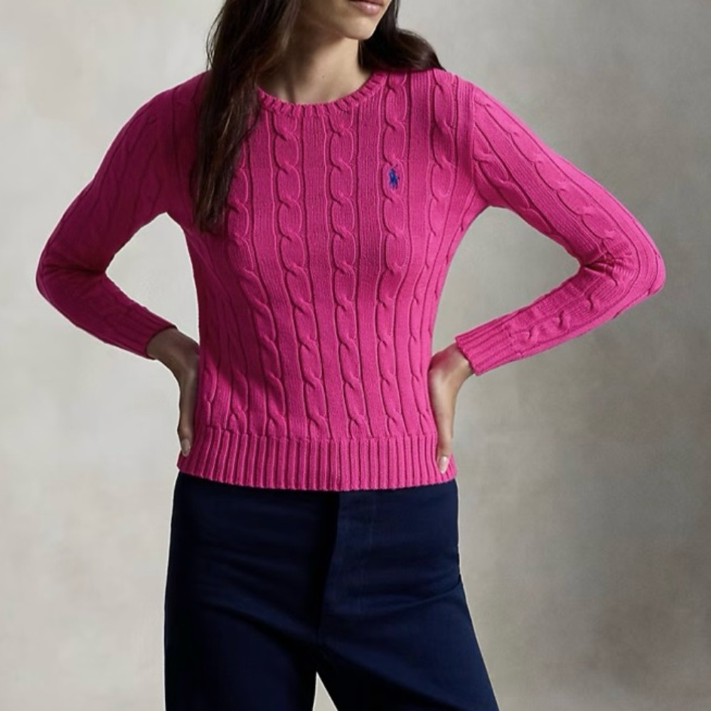 Polo Ralph Lauren Blue Label Women's Classic Cable Knit Crewneck Jumper Sweater